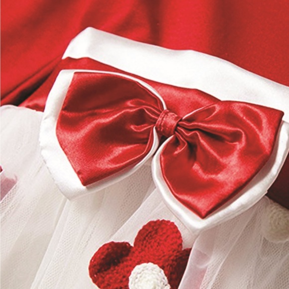 Toddler Girls Dress - Red and White - Long Sleeves - Picture 3 of 5